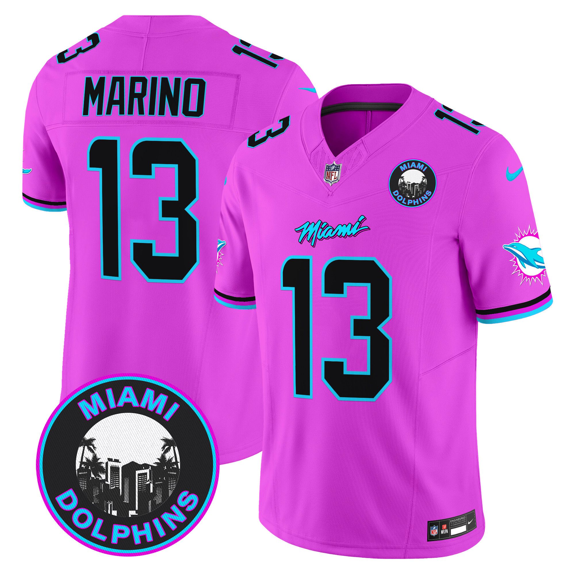 Men Miami Dolphins 13 Marino Pink 2024 Nike Vapor Limited NFL Jersey